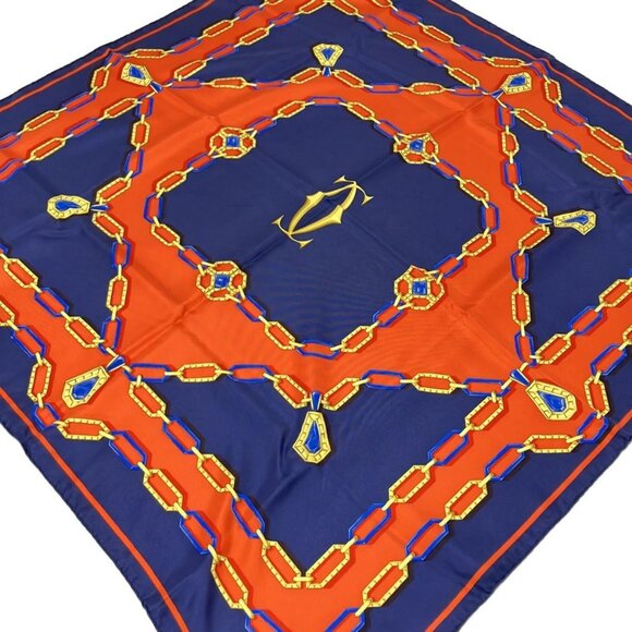 Auth Cartier - Pink Orange Multi Scarf - Picture 2 of 7